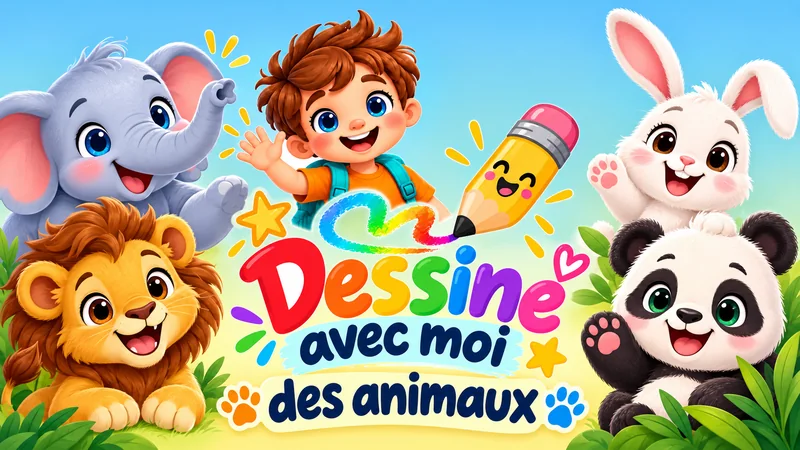 Noé et ses amis les animaux avec le logo Dessine avec moi des animaux