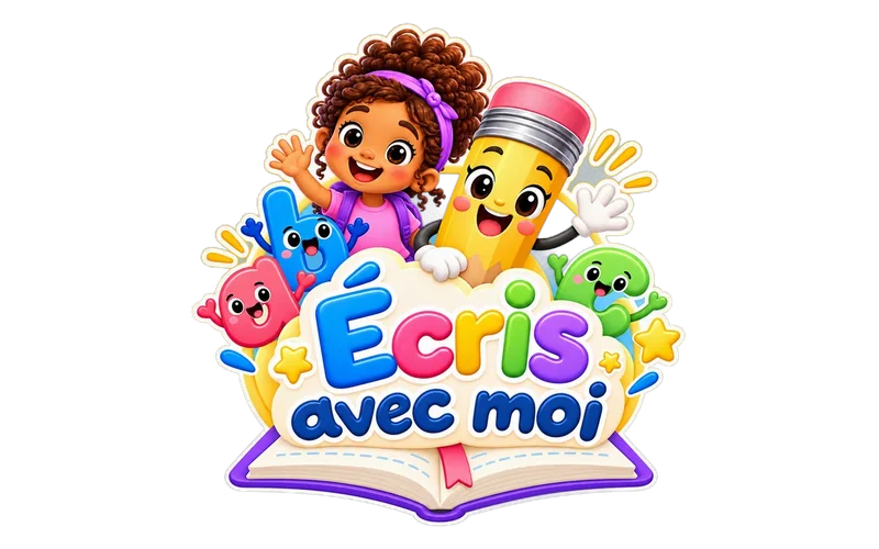 Zoé, le crayon et le logo Écris avec moi